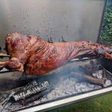 Lamb roast on fire
