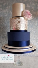 A Navy and Silver Wedding Cake